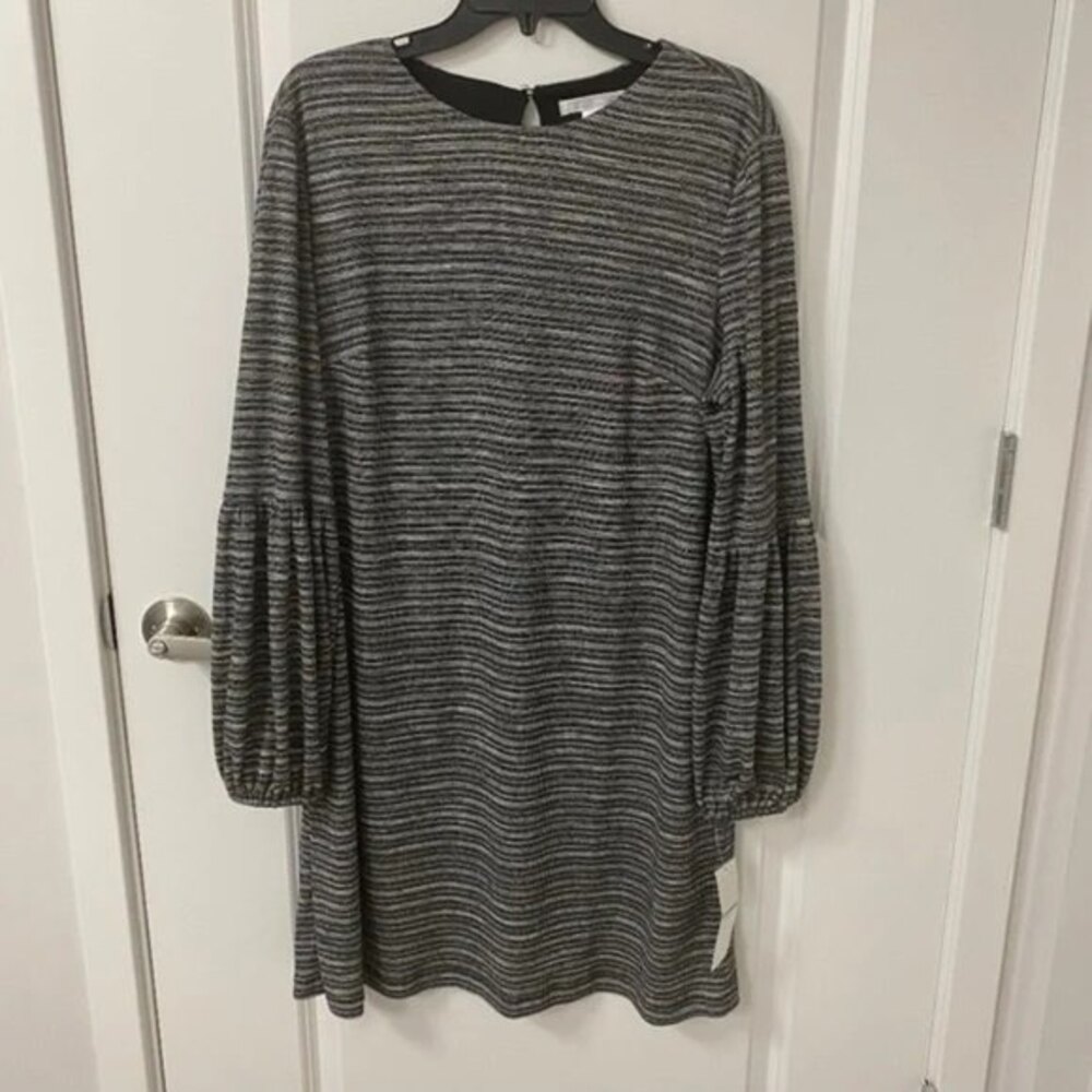 London Times Women's Long Sleeve Midi Dress. Black/Grey. 16P. Dark Academia.